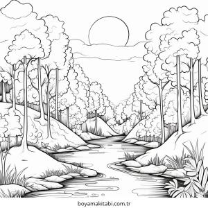 Doğa boyama sayfası – yaratıcılığı geliştirir, keyifli zaman