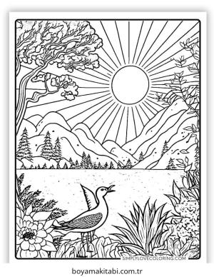 Doğa boyama sayfası – el becerilerini geliştirir, boyama çalışması