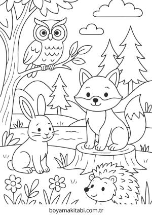 Doğa boyama sayfası – çocuk aktivitesi, PDF indir