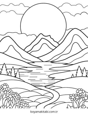 Doğa boyama sayfası – okul öncesi, evde etkinlik