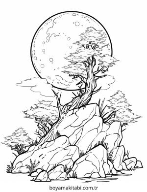 Doğa boyama sayfası – renkli çizimler, okul öncesi