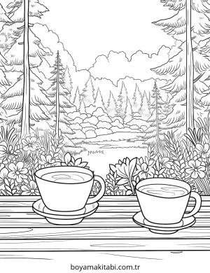 Doğa boyama sayfası – basit çizim, kolay boyama