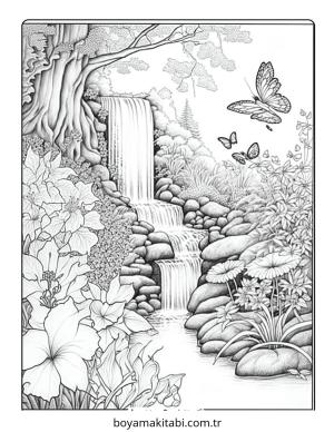 Doğa boyama sayfası – yaratıcılık, eğlenceli etkinlik