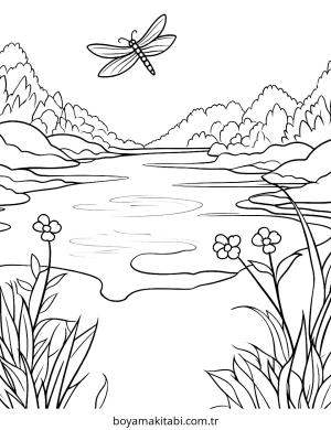 Doğa boyama sayfası – keyifli zaman, renkli çizimler