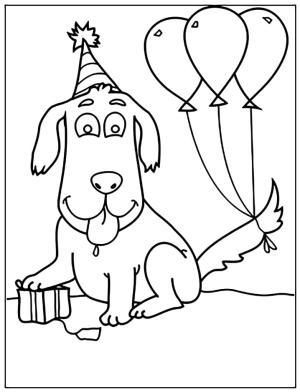 Doğum günü boyama sayfası,  coloring page, Köpekle Mutlu Yıllar, 