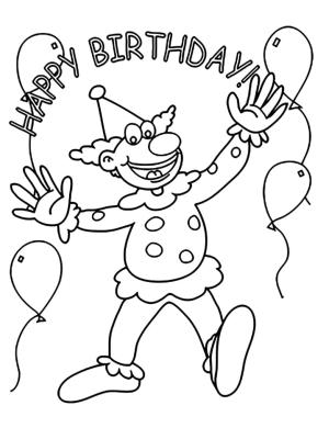 Doğum günü boyama sayfası,  coloring page, Mutlu yıllar Palyaço, 