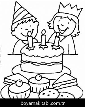 Doğum günü boyama sayfası – sevimli karakter, sanatsal çalışma
