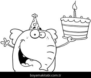 Doğum günü boyama sayfası – çocuklar için, çizgi film temalı