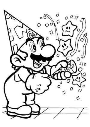 Doğum günü boyama sayfası,  coloring page, Doğum Günün Kutlu Olsun Mario, 