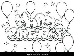 Doğum günü boyama sayfası – çocuk aktivitesi, PDF indir