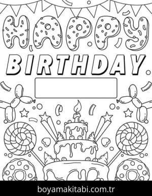 Doğum günü boyama sayfası – boyama etkinliği, çocuk aktivitesi