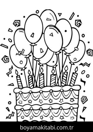 Doğum günü boyama sayfası – basit çizim, kolay boyama