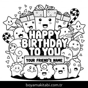 Doğum günü boyama sayfası – eğlenceli etkinlik, el becerilerini geliştirir