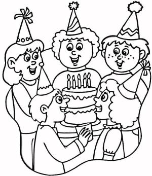 Doğum günü boyama sayfası,  coloring page, Doğum Günü Partisi Tatlı, 