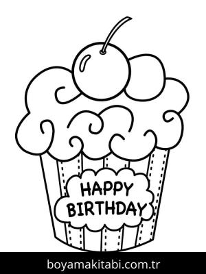 Doğum günü boyama sayfası – çizgi film temalı, basit çizim