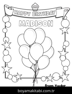 Doğum günü boyama sayfası – sanatsal çalışma, çocuklar için