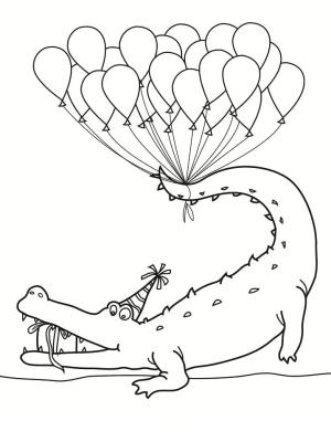 Doğum günü boyama sayfası,  coloring page, Timsah Ile Mutlu Yıllar, 