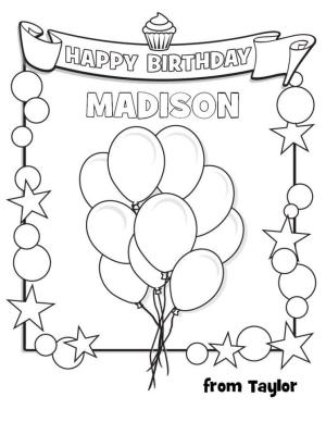 Doğum Günün Kutlu Olsun boyama sayfası,  coloring page, Doğum Günün Kutlu Olsun Madison, 