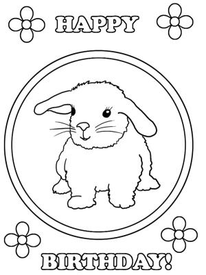 Doğum Günün Kutlu Olsun boyama sayfası,  coloring page, Tavşanla Mutlu Yıllar, 