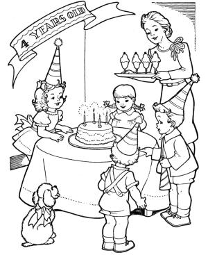 Doğum Günün Kutlu Olsun boyama sayfası,  coloring page, 4 Yaş Doğum Günü Partisi, 