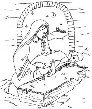 Doğum Sahnesi boyama sayfası,  coloring page, Doğum Sahnesi çocuklar için yazdırılabilir, 