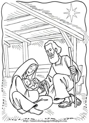 Doğum Sahnesi boyama sayfası,  coloring page, Çocuk İsa Doğum Sahnesi, 