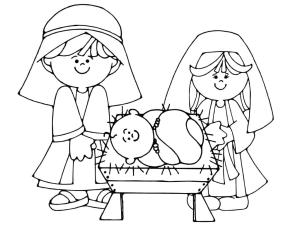 Doğum Sahnesi boyama sayfası,  coloring page, Sevimli Doğum Sahnesi, 