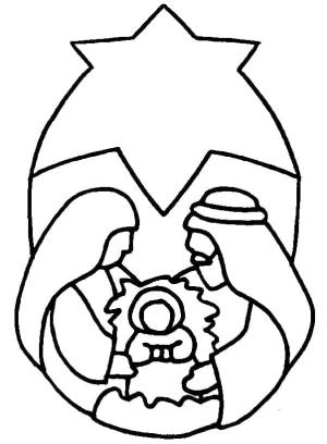 Doğum Sahnesi boyama sayfası,  coloring page, Basit Doğum Sahnesi, 