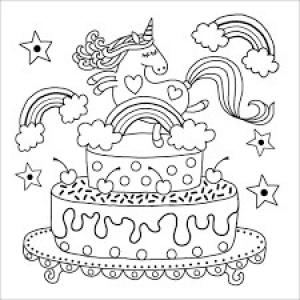 Doğumgünü Pastası boyama sayfası,  coloring page, Doğum Günü Pastası üzerinde tek Boynuzlu at Kafası, 