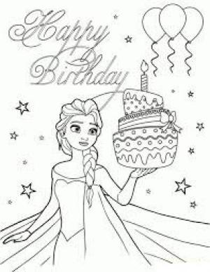 Doğumgünü Pastası boyama sayfası,  coloring page, Doğum Günü Pastası ile Elsa, 