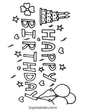 Doğumgünü boyama sayfası – keyifli zaman, renkli çizimler