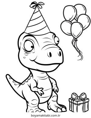 Doğumgünü boyama sayfası – çizgi film temalı, basit çizim