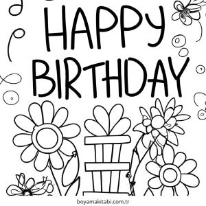 Doğumgünü boyama sayfası – keyifli zaman, renkli çizimler