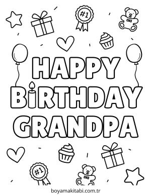 Doğumgünü boyama sayfası – basit çizim, kolay boyama