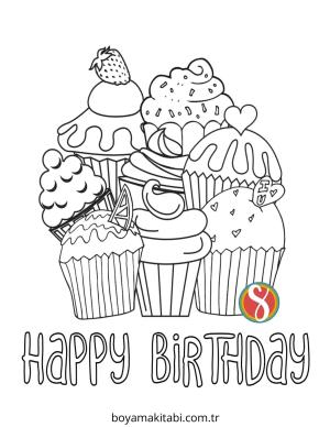 Doğumgünü boyama sayfası – sanatsal çalışma, çocuklar için