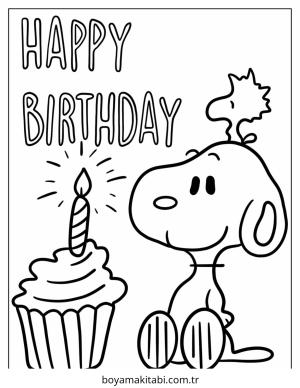 Doğumgünü boyama sayfası – sevimli karakter, sanatsal çalışma