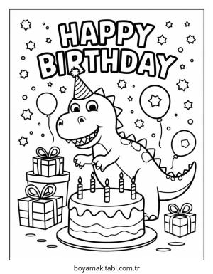 Doğumgünü boyama sayfası – PDF indir, sevimli karakter
