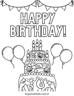 Doğumgünü boyama sayfası – okul öncesi, evde etkinlik