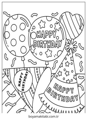 Doğumgünü boyama sayfası – çocuklar için, çizgi film temalı