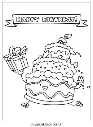Doğumgünü boyama sayfası – renkli çizimler, okul öncesi