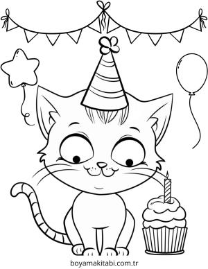 Doğumgünü boyama sayfası – el becerilerini geliştirir, boyama çalışması