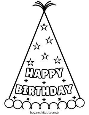 Doğumgünü boyama sayfası – sevimli karakter, sanatsal çalışma