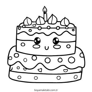 Doğumgünü boyama sayfası – basit çizim, kolay boyama