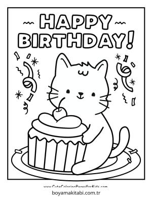 Doğumgünü boyama sayfası – eğlenceli etkinlik, el becerilerini geliştirir
