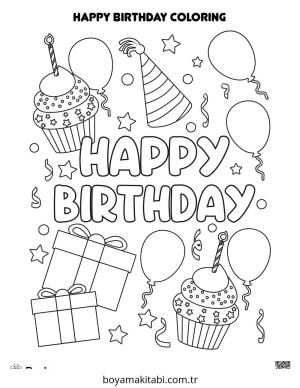Doğumgünü boyama sayfası – sanatsal çalışma, çocuklar için