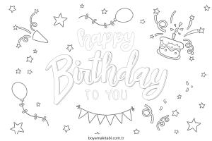 Doğumgünü boyama sayfası – sanatsal çalışma, çocuklar için