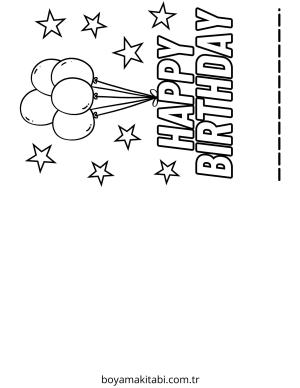 Doğumgünü boyama sayfası – çocuk aktivitesi, PDF indir