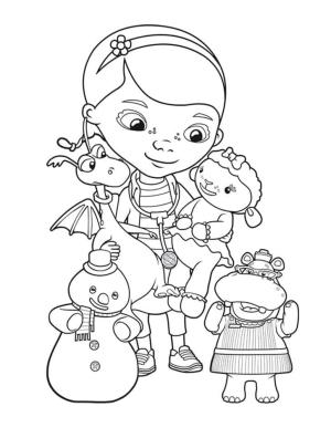 Doktor McStuffins boyama sayfası,  coloring page, Doc McStuffins arkadaşlarıyla, 