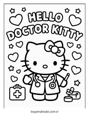Doktor boyama sayfası – basit çizim, kolay boyama