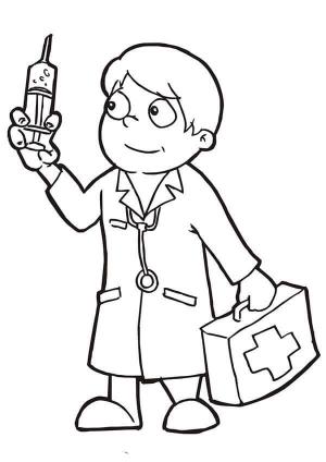 Doktor boyama sayfası,  coloring page, Doktor tutan Iğne, 